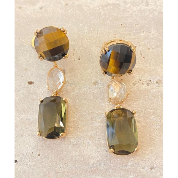 ARETES DORADOS CON CRISTALES Y CIRCONES