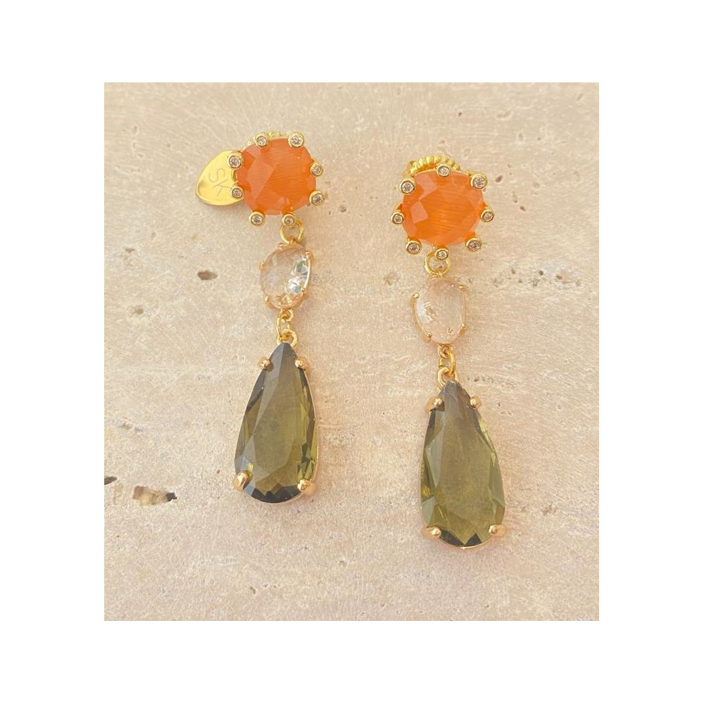 ARETES DORADOS CON CRISTALES Y CIRCONES