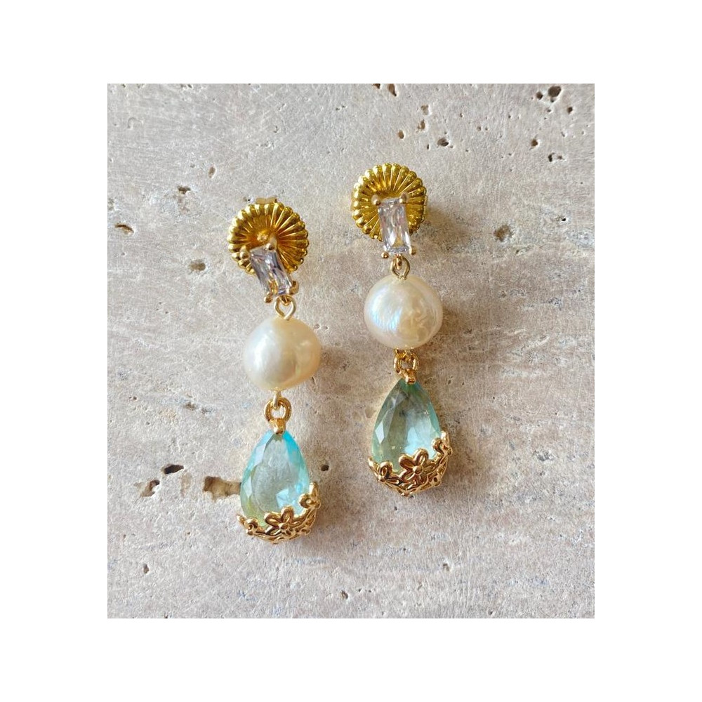 ARETE DORADO CON CIRCON Y PERLAS