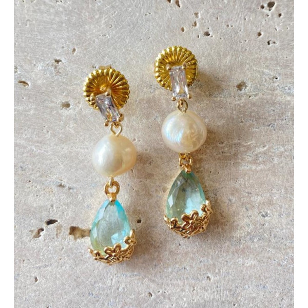 ARETE DORADO CON CIRCON Y PERLAS