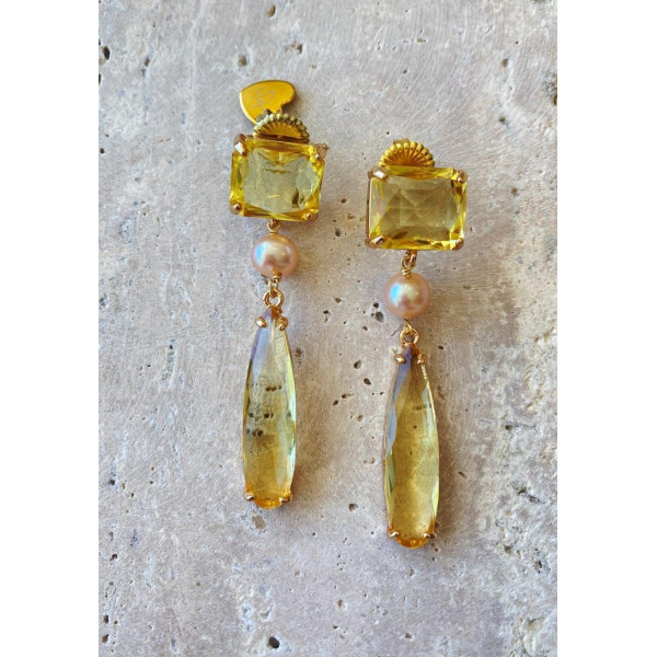 ARETES CON CRISTALES Y PERLAS