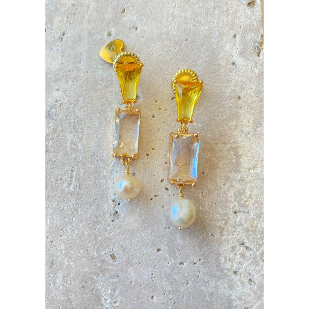 ARETES CON CRISTALES Y PERLAS
