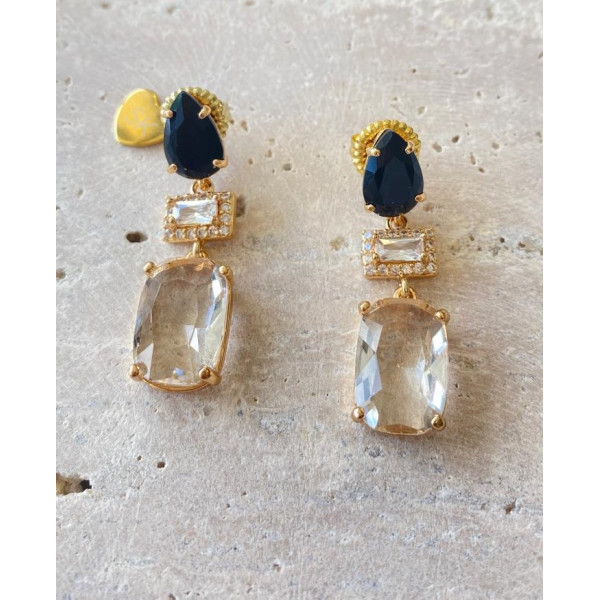 ARETE CON CRISTALES Y PERLA