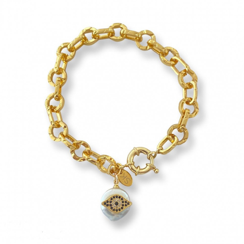 PULSERA DORADA DIJE EVIL EYE