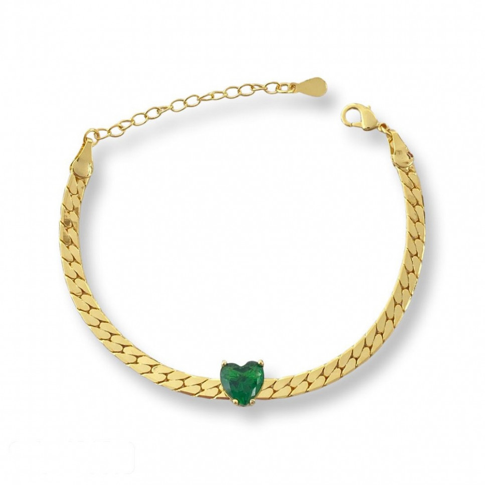 PULSERA DORADA CON DIJE DE CORAZÓN AVENTURINA