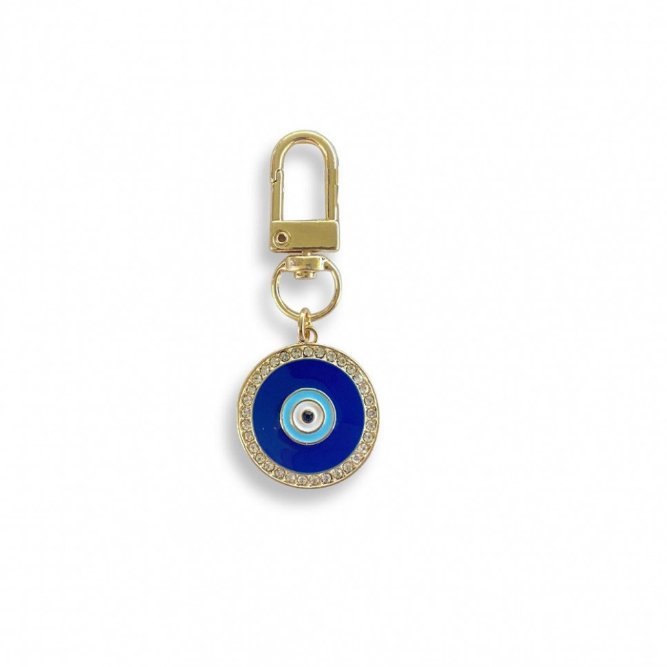 LLAVERO EVIL EYE REDONDO CON ZIRCONIAS