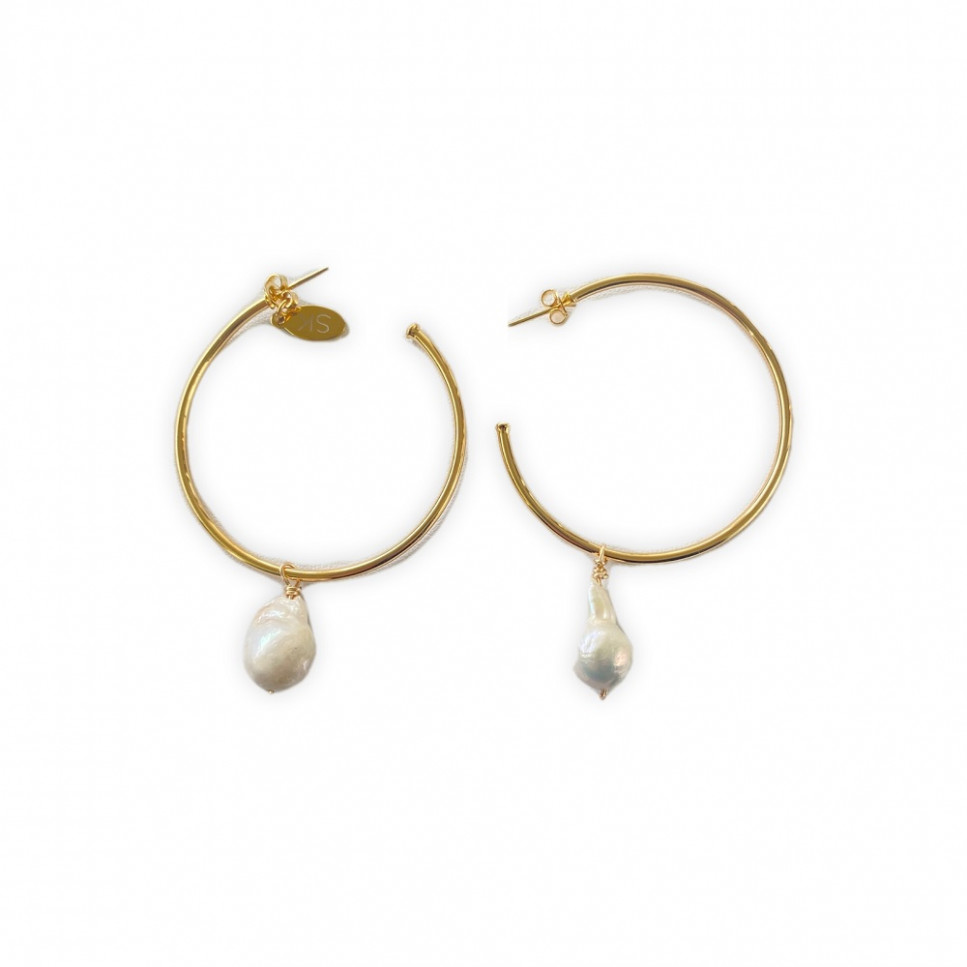 Aretes Argolla Madera, Perlas & Ámbar main image 0