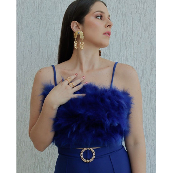 PANTALON AZUL CON DETALLE DE BRILLO