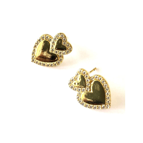ARETES EN FORMA DE CORAZON CON DETALLE DE CIRCONES