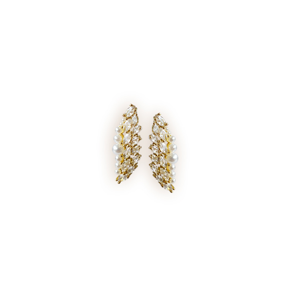 ARETES DORADO CON CIRCON Y PERLA