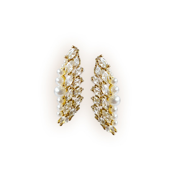 ARETES DORADO CON CIRCON Y PERLA