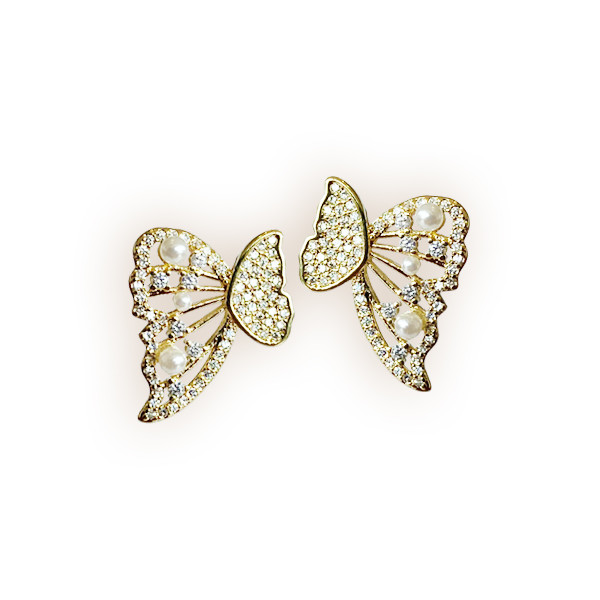 ARETES DORADO CON CIRCON Y PERLA